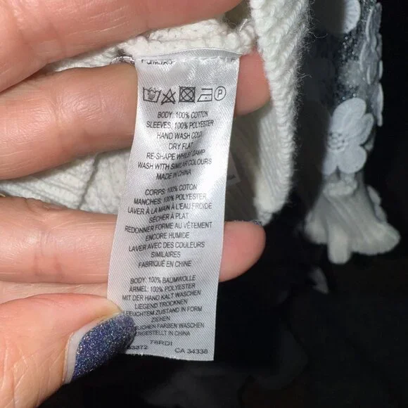 "French Connection" -Juri Mozart Caballo Womens Floral Lace Sleeve Sweater - Picture 5 of 6